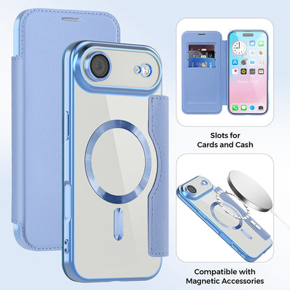 Custodia MagSafe per Apple iPhone 17 Air, Techsuit, SmartMag Book, Blu