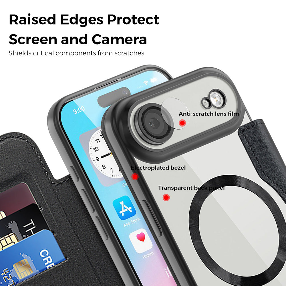 Custodia MagSafe per Apple iPhone 17 Air, Techsuit, SmartMag Book, Blu