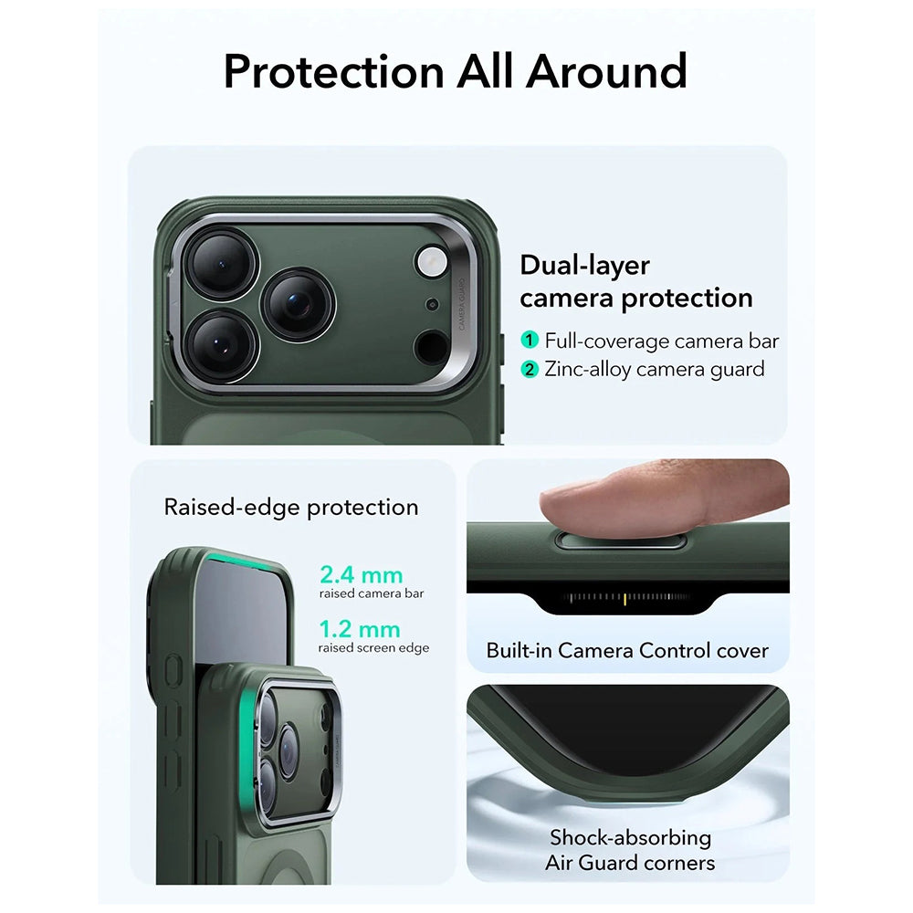 Custodia MagSafe per Apple iPhone 17, ESR, Classic Hybrid Kickstand, Verde Satinato