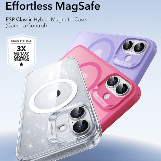 Custodia MagSafe per Apple iPhone 17, ESR, Classic Hybrid Shimmer, Trasparente