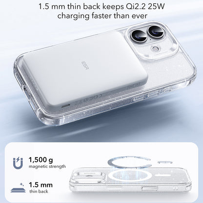 Custodia MagSafe per Apple iPhone 17, ESR, Classic Hybrid Shimmer, Trasparente