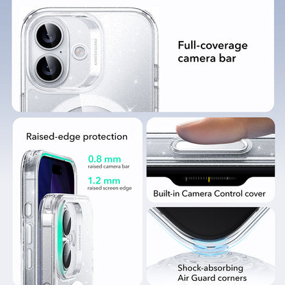 Custodia MagSafe per Apple iPhone 17, ESR, Classic Hybrid Shimmer, Trasparente