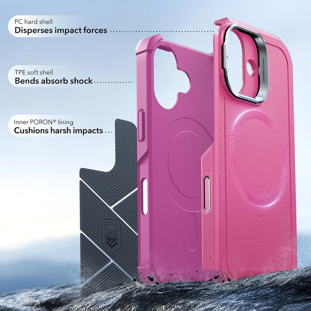 Custodia MagSafe per Apple iPhone 17, ESR, Cyber Armor Kickstand, Rosa
