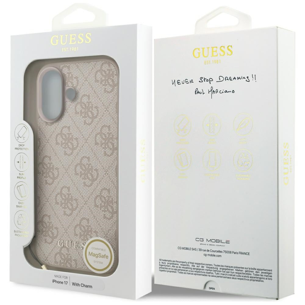 Custodia MagSafe per Apple iPhone 17, Guess, 4G Charm Cradle, Rosa