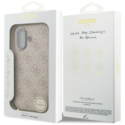Custodia MagSafe per Apple iPhone 17, Guess, 4G Charm Cradle, Rosa