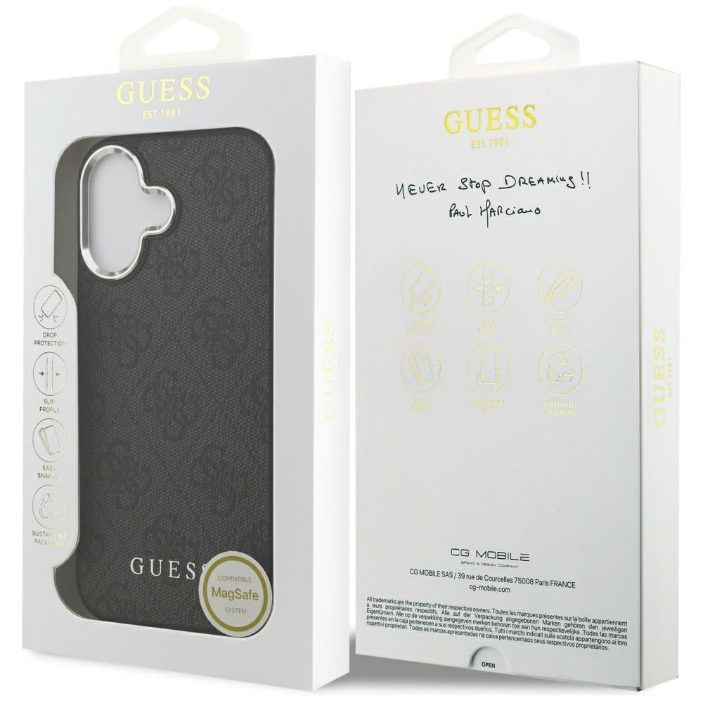 Custodia MagSafe per Apple iPhone 17, Guess, 4G Classic Logo, Nera