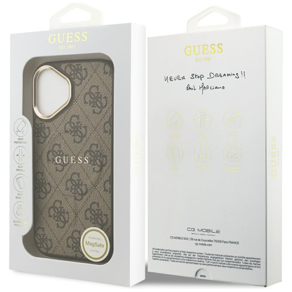 Custodia MagSafe per Apple iPhone 17, Guess, 4G Classic, Marrone