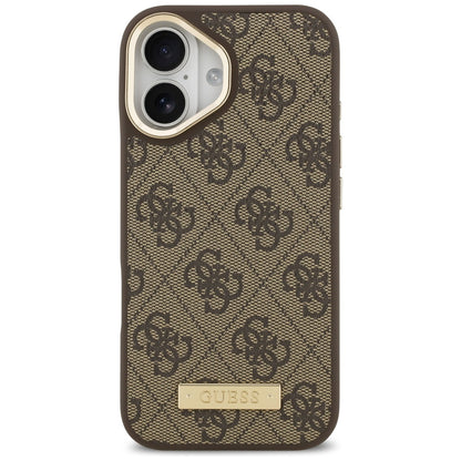 Custodia MagSafe per Apple iPhone 17, Guess, 4G Logo Plate, Marrone