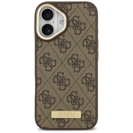 Custodia MagSafe per Apple iPhone 17, Guess, 4G Logo Plate, Marrone