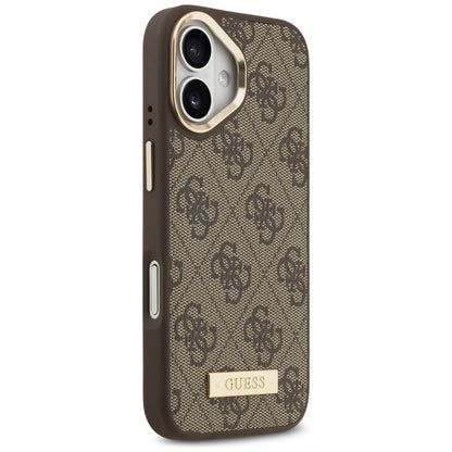 Custodia MagSafe per Apple iPhone 17, Guess, 4G Logo Plate, Marrone