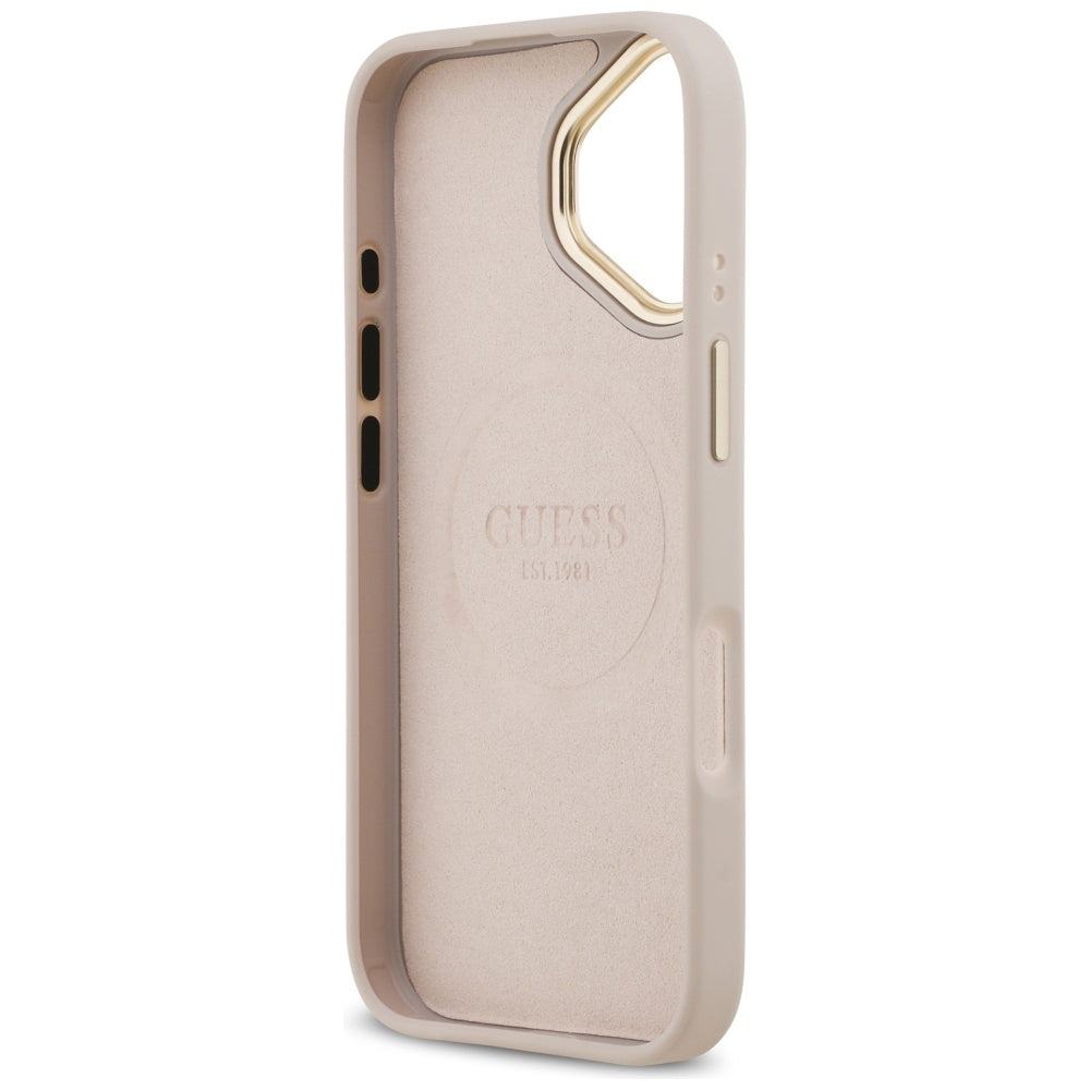 Custodia MagSafe per Apple iPhone 17, Guess, 4G Logo Plate, Rosa