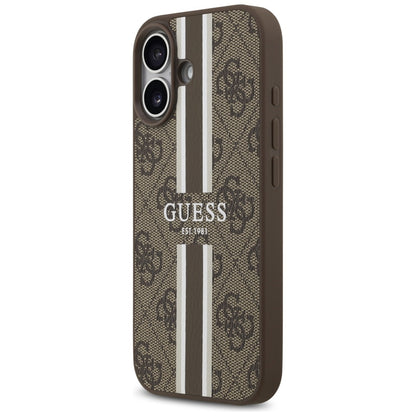 Custodia MagSafe per Apple iPhone 17, Guess, 4G Printed Stripes, Marrone