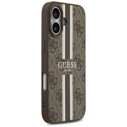 Custodia MagSafe per Apple iPhone 17, Guess, 4G Printed Stripes, Marrone