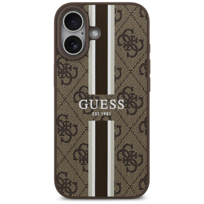 Custodia MagSafe per Apple iPhone 17, Guess, 4G Printed Stripes, Marrone
