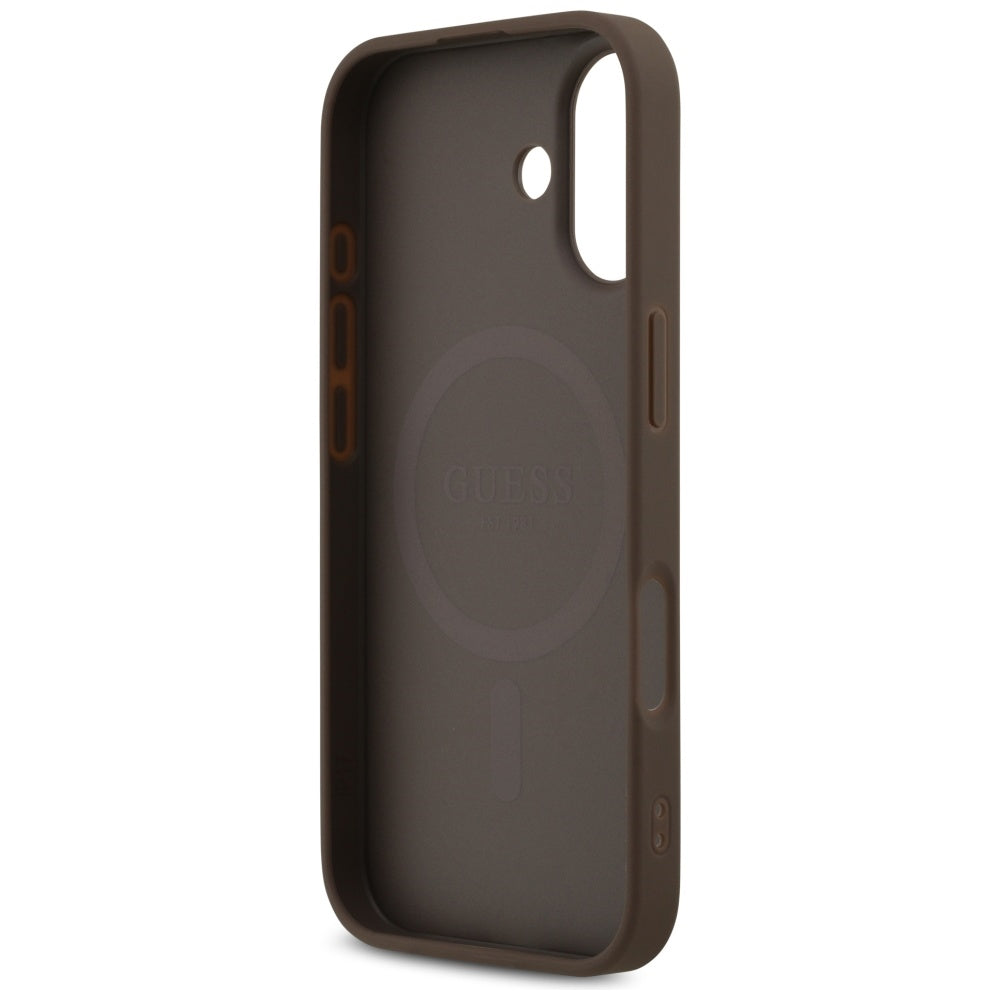 Custodia MagSafe per Apple iPhone 17, Guess, 4G Printed Stripes, Marrone