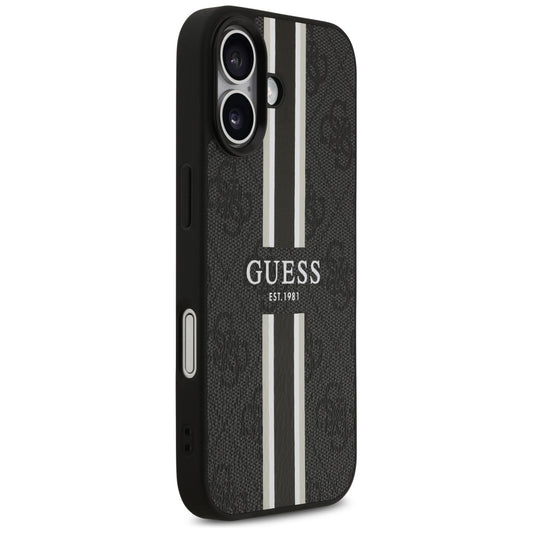 Custodia MagSafe per Apple iPhone 17, Guess, 4G Printed Stripes, Nera