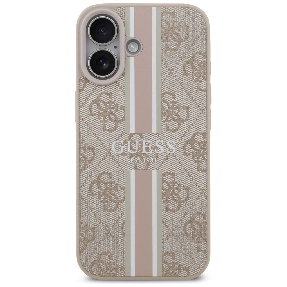 Custodia MagSafe per Apple iPhone 17, Guess, 4G Printed Stripes, Rosa
