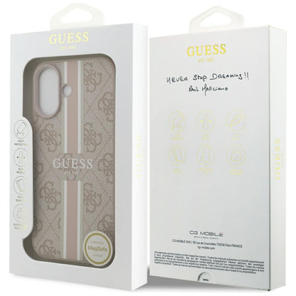 Custodia MagSafe per Apple iPhone 17, Guess, 4G Printed Stripes, Rosa