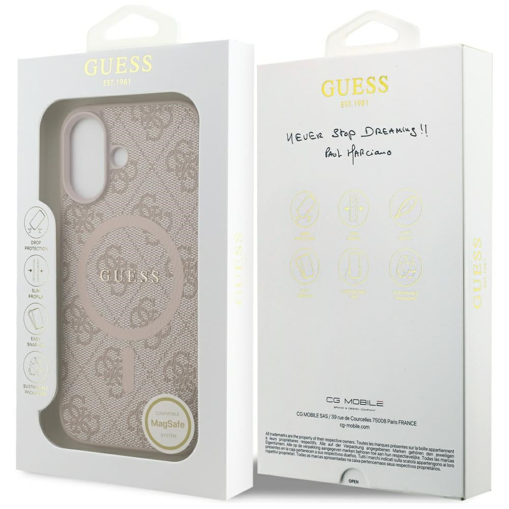 Custodia MagSafe per Apple iPhone 17, Guess, 4G Ring Classic Logo, Rosa