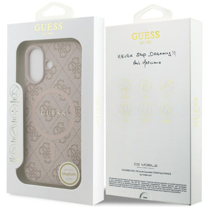 Custodia MagSafe per Apple iPhone 17, Guess, 4G Ring Classic Logo, Rosa