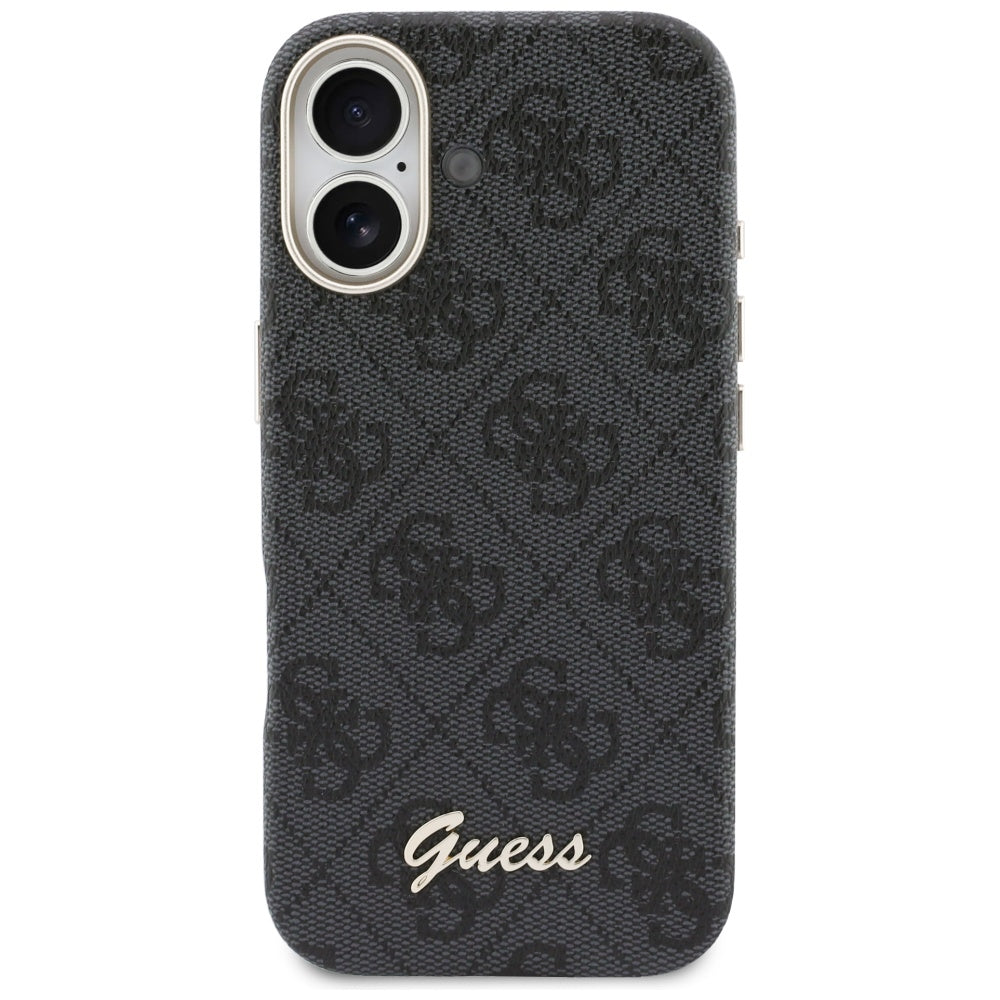 Custodia MagSafe per Apple iPhone 17, Guess, 4G Script Logo, Nera