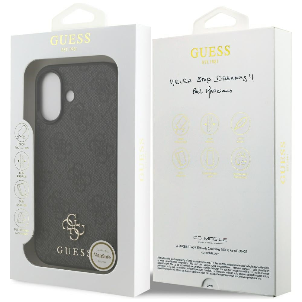 Custodia MagSafe per Apple iPhone 17, Guess, 4G Small and Classic Logo, Nera