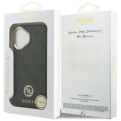 Custodia MagSafe per Apple iPhone 17, Guess, 4G Strass Logo, Nera