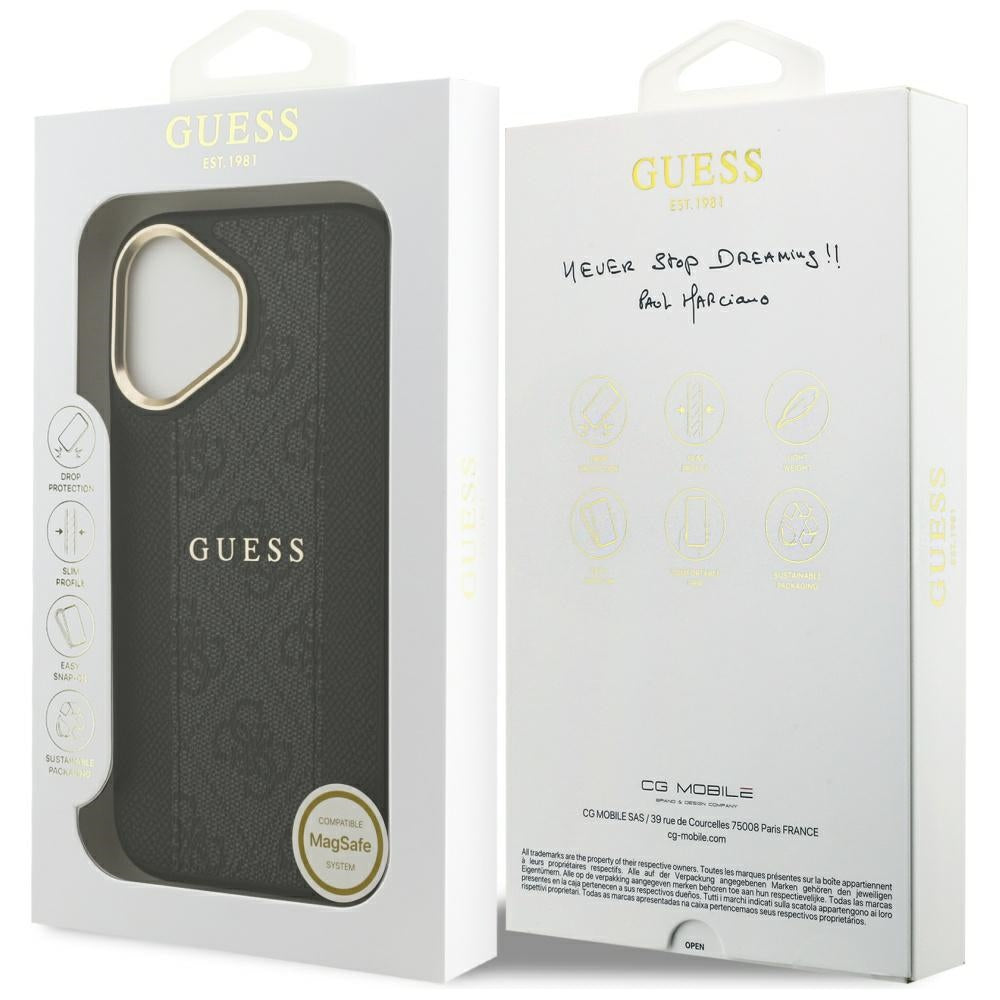 Custodia MagSafe per Apple iPhone 17, Guess, 4G Stripe, Nera
