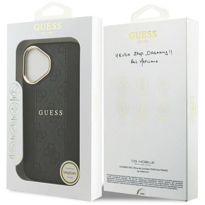 Custodia MagSafe per Apple iPhone 17, Guess, 4G Stripe, Nera