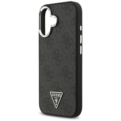 Custodia MagSafe per Apple iPhone 17, Guess, 4G Triangle Logo, Nera Argentata