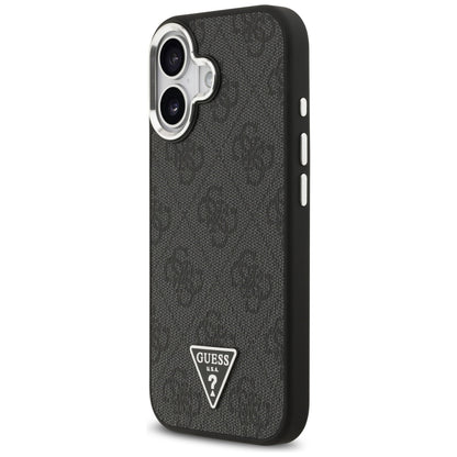 Custodia MagSafe per Apple iPhone 17, Guess, 4G Triangle Logo, Nera Argentata