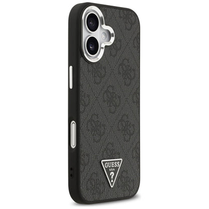 Custodia MagSafe per Apple iPhone 17, Guess, 4G Triangle Logo, Nera Argentata