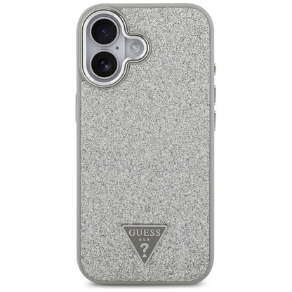 Custodia MagSafe per Apple iPhone 17, Guess, Glitter Triangle Logo, Argento