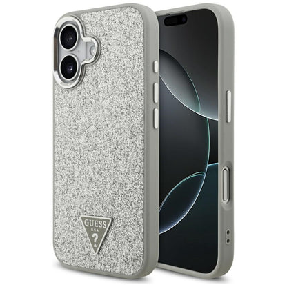 Custodia MagSafe per Apple iPhone 17, Guess, Glitter Triangle Logo, Argento