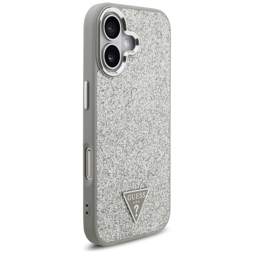 Custodia MagSafe per Apple iPhone 17, Guess, Glitter Triangle Logo, Argento