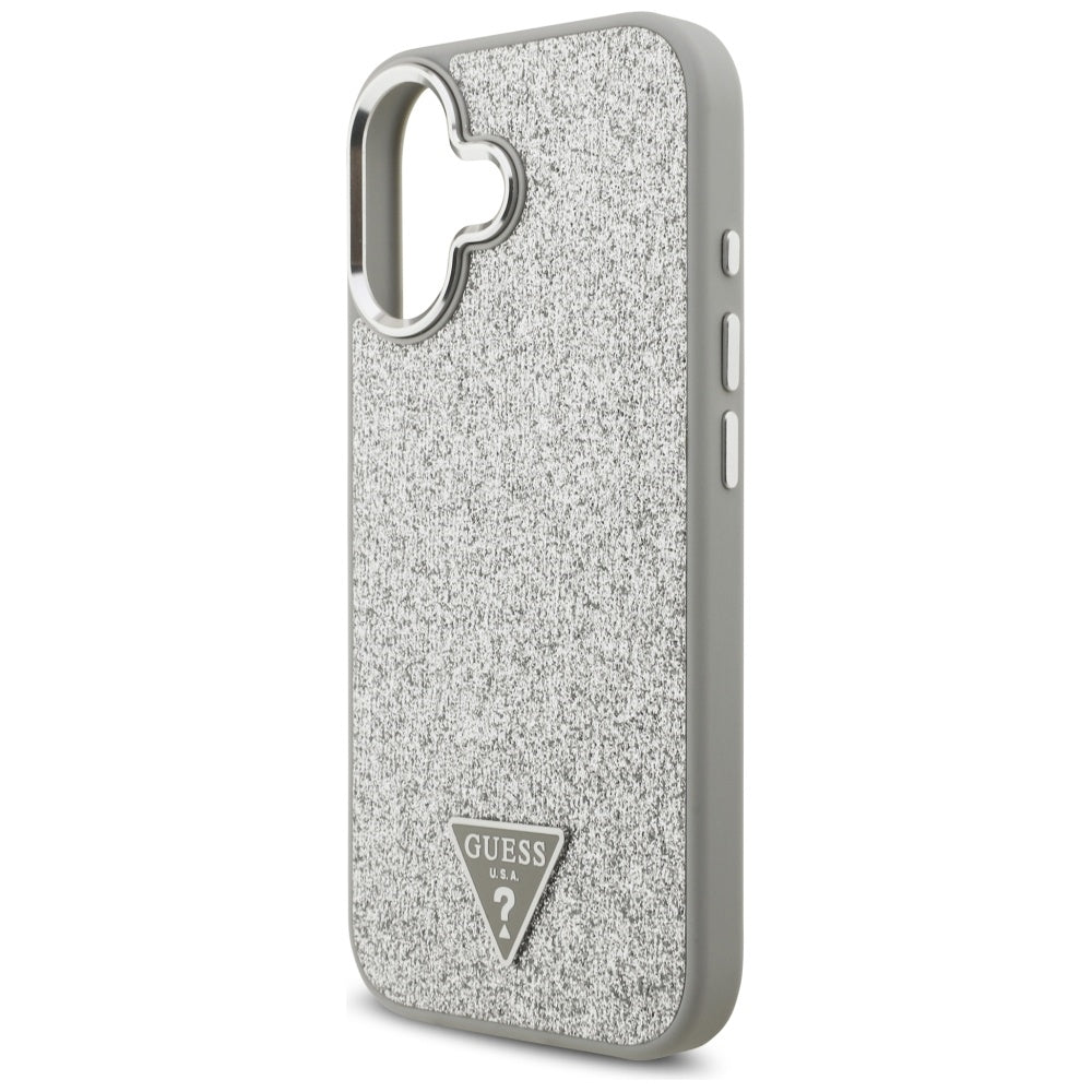 Custodia MagSafe per Apple iPhone 17, Guess, Glitter Triangle Logo, Argento