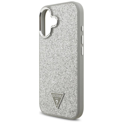 Custodia MagSafe per Apple iPhone 17, Guess, Glitter Triangle Logo, Argento