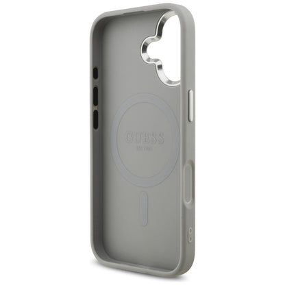 Custodia MagSafe per Apple iPhone 17, Guess, Glitter Triangle Logo, Argento