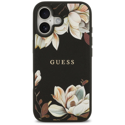 Custodia MagSafe per Apple iPhone 17, Guess, Grained Flowers, Nera