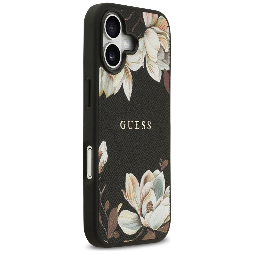 Custodia MagSafe per Apple iPhone 17, Guess, Grained Flowers, Nera
