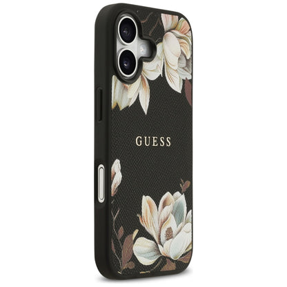 Custodia MagSafe per Apple iPhone 17, Guess, Grained Flowers, Nera