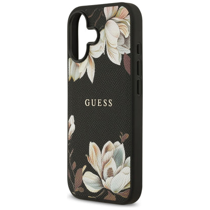 Custodia MagSafe per Apple iPhone 17, Guess, Grained Flowers, Nera
