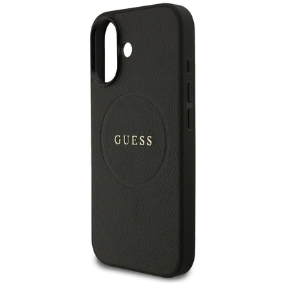 Custodia MagSafe per Apple iPhone 17, Guess, Grained Gold Ring, Nera