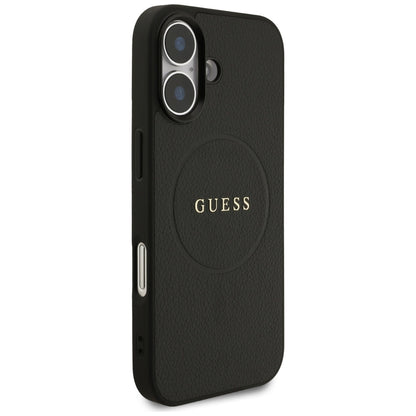 Custodia MagSafe per Apple iPhone 17, Guess, Grained Gold Ring, Nera