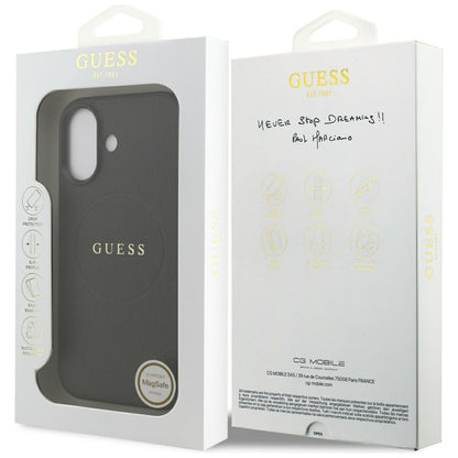 Custodia MagSafe per Apple iPhone 17, Guess, Grained Gold Ring, Nera