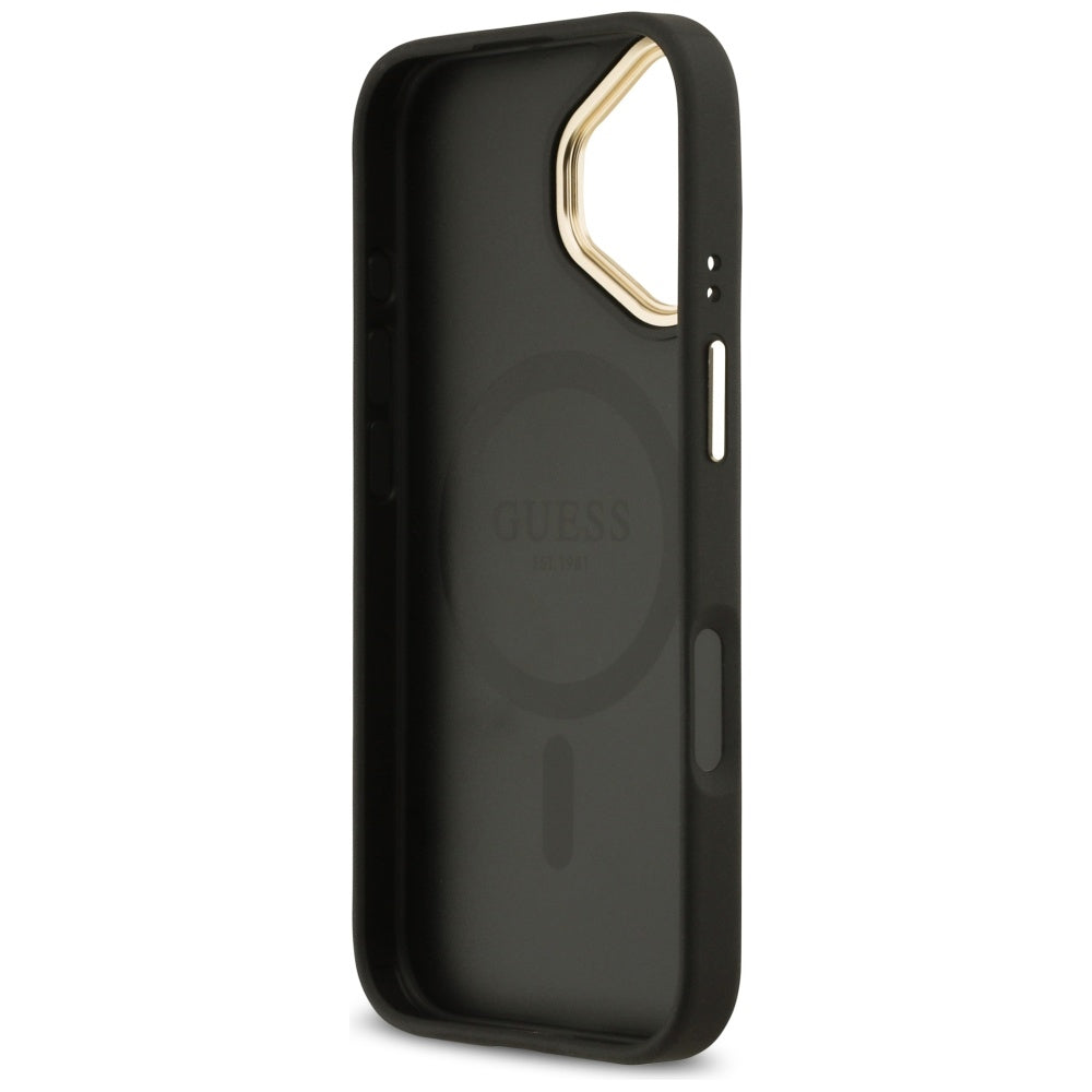 Custodia MagSafe per Apple iPhone 17, Guess, Grained Strass Logo, Nera