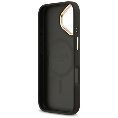Custodia MagSafe per Apple iPhone 17, Guess, Grained Strass Logo, Nera