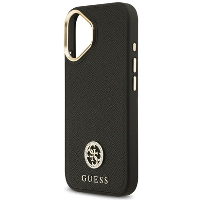 Custodia MagSafe per Apple iPhone 17, Guess, Grained Strass Logo, Nera