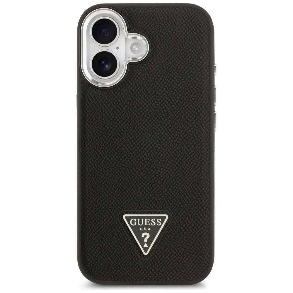 Custodia MagSafe per Apple iPhone 17, Guess, Logo Triangolo Granulato, Nera