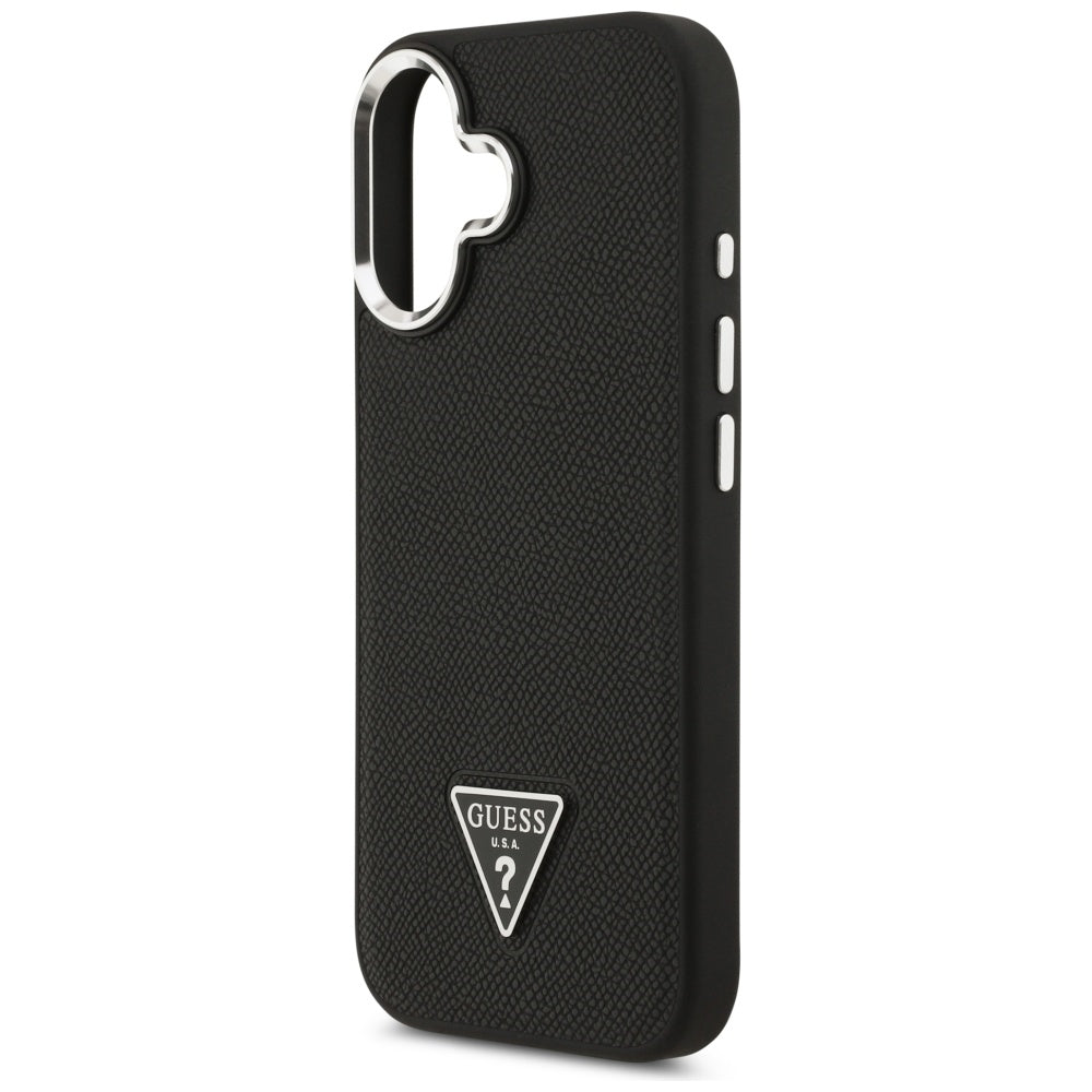 Custodia MagSafe per Apple iPhone 17, Guess, Logo Triangolo Granulato, Nera